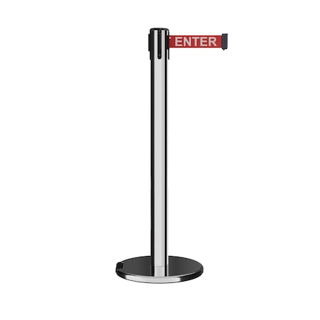 Retractable Belt Stanchion Roller Base, 3ft Pol.Steel Post 14ft. R.Cau